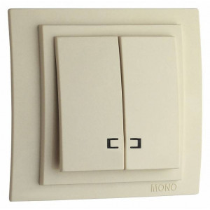 Выключатель двухклавишный с подсветкой Mono Electric Larissa 103-171725-103 Выключатель двухклавишный с подсветкой Mono Electric Larissa 103-171725-103
