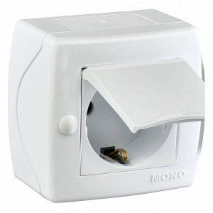 Розетка с заземлением с крышкой Mono Electric Octans IP20 104-010107-118 Розетка с заземлением с крышкой Mono Electric Octans IP20 104-010107-118