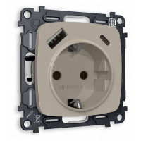 Розетка с заземлением и 2хUSB type A и C, без рамки Ambrella Volt Quant MO370010