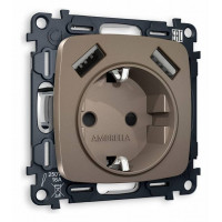 Розетка с заземлением и 2хUSB type A, без рамки Ambrella Volt Quant MO639010