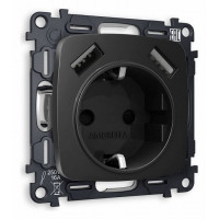 Розетка с заземлением и 2хUSB type A, без рамки Ambrella Volt Quant MO809010