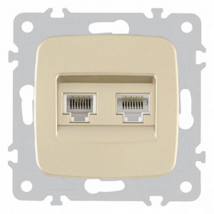 Розетка двойная RJ-11 и Ethernet RJ-45, без рамки Arte Milano am-205 205.44-1.shampan Розетка двойная RJ-11 и Ethernet RJ-45, без рамки Arte Milano am-205 205.44-1.shampan