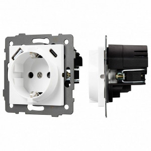 Розетка с заземлением и 2хUSB type A и C, без рамки Arlight SCT 049822 Розетка с заземлением и 2хUSB type A и C, без рамки Arlight SCT 049822