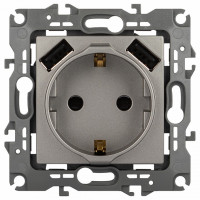 Розетка с заземлением и со шторкой и 2хUSB, без рамки Эра Эра 12 12-4109-16