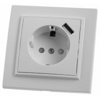 Розетка с заземлением и с шторками и USB Stekker PST16-9011 39051