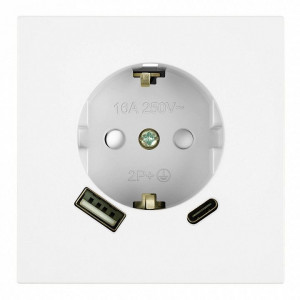 Розетка с заземлением и со шторкой и 2хUSB type A и C, без рамки Stekker Мия 50438 Розетка с заземлением и со шторкой и 2хUSB type A и C, без рамки Stekker Мия 50438