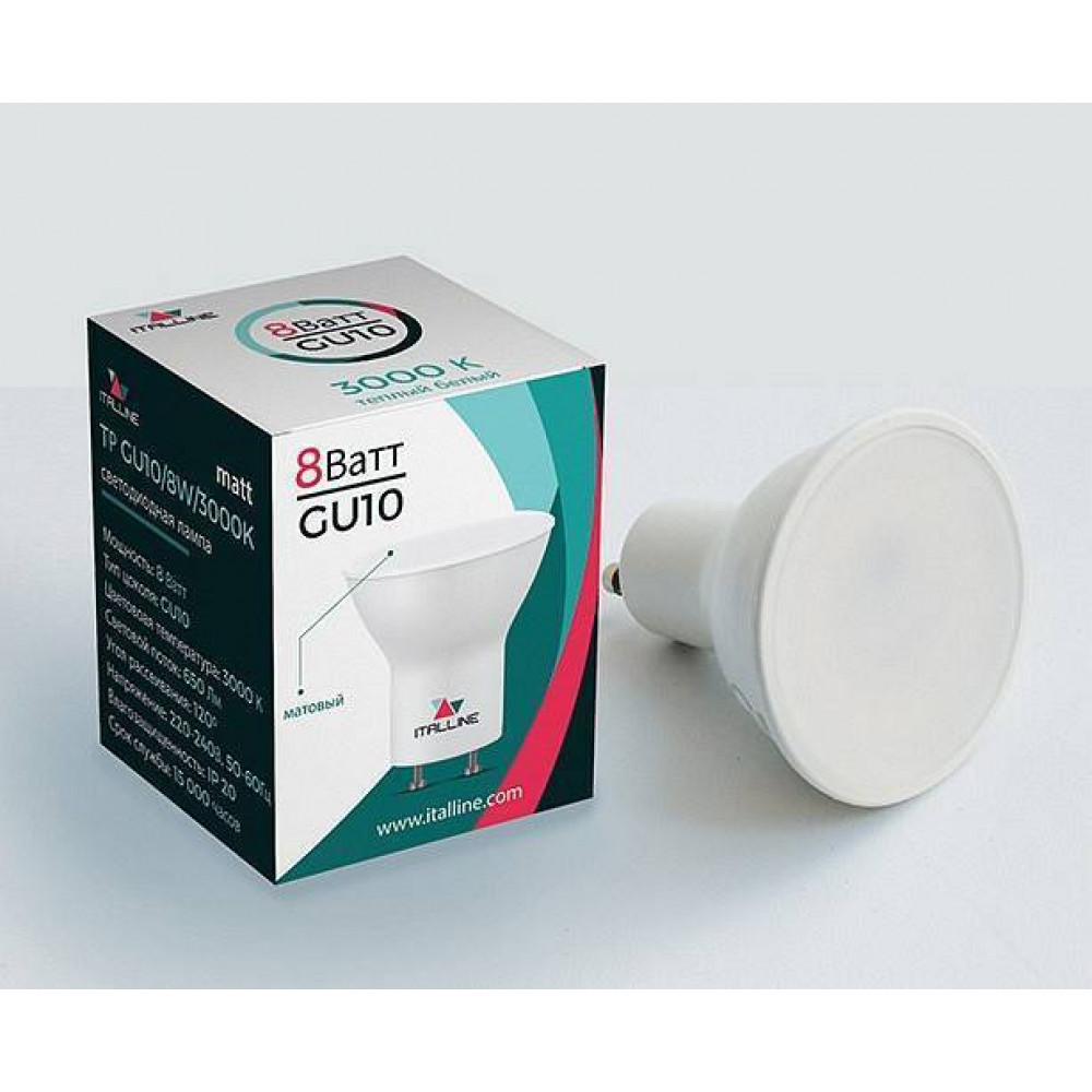 Лампа светодиодная Italline TP GU10 8 Вт 3000 K матовая TP GU10/8W/3000K matt