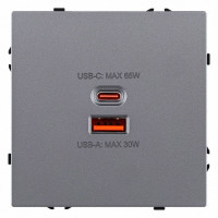 Розетка 2хUSB type A и C без рамки Kollinger Eclipse EC-024GY