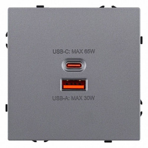Розетка 2хUSB type A и C без рамки Kollinger Eclipse EC-024GY Розетка 2хUSB type A и C без рамки Kollinger Eclipse EC-024GY
