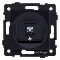Розетка телефонная RJ-11 со штрокой, без рамки Kollinger  REA-009BK