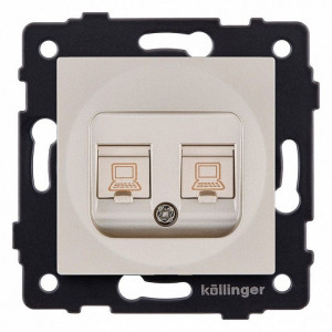 Розетка двойная Ethernet RJ-45 и со шторками, без рамки Kollinger REA-015GD Розетка двойная Ethernet RJ-45 и со шторками, без рамки Kollinger REA-015GD