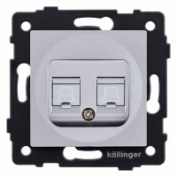 Розетка двойная Ethernet RJ-45 и со шторками, без рамки Kollinger  REA-015GY