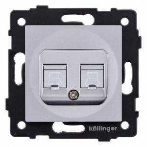 Розетка двойная Ethernet RJ-45 и со шторками, без рамки Kollinger REA-015GY Розетка двойная Ethernet RJ-45 и со шторками, без рамки Kollinger REA-015GY