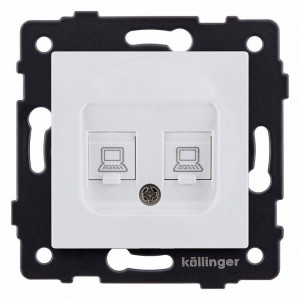 Розетка двойная Ethernet RJ-45 и со шторками, без рамки Kollinger REA-019WM Розетка двойная Ethernet RJ-45 и со шторками, без рамки Kollinger REA-019WM