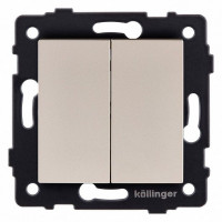 Выключатель проходной двухклавишный без рамки Kollinger  REA-S-009GD