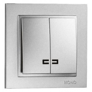 Выключатель двухклавишный с подсветкой Mono Electric Despina 102-212125-103 Выключатель двухклавишный с подсветкой Mono Electric Despina 102-212125-103