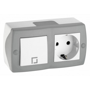 Блок с розеткой и выключателем Mono Electric Octans IP20 104-020001-180 Блок с розеткой и выключателем Mono Electric Octans IP20 104-020001-180