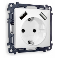 Розетка с заземлением и со шторкой и 2хUSB type A, без рамки Ambrella Volt Quant MA109010