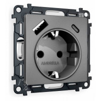 Розетка с заземлением и 2хUSB type A и C, без рамки Ambrella Volt Quant MA660010