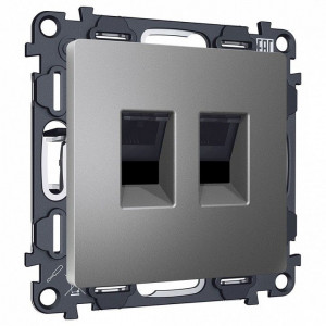 Розетка двойная Ethernet RJ-45 и со шторками, без рамки Ambrella Volt ALFA MA662110 Розетка двойная Ethernet RJ-45 и со шторками, без рамки Ambrella Volt ALFA MA662110