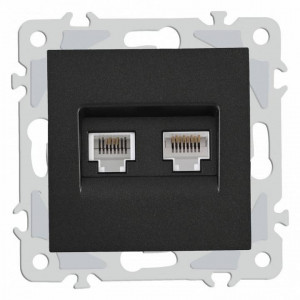 Розетка двойная RJ-11 и Ethernet RJ-45, без рамки Arte Milano am-206 206.44-1.black Розетка двойная RJ-11 и Ethernet RJ-45, без рамки Arte Milano am-206 206.44-1.black