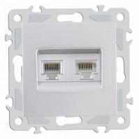 Розетка двойная RJ-11 и Ethernet RJ-45, без рамки Arte Milano am-206 206.44-1.silver