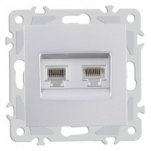 Розетка двойная RJ-11 и Ethernet RJ-45, без рамки Arte Milano am-206 206.44-1.silver Розетка двойная RJ-11 и Ethernet RJ-45, без рамки Arte Milano am-206 206.44-1.silver
