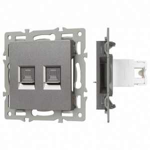 Розетка двойная RJ-12 и Ethernet RJ-45, без рамки Arlight SCT 045338 Розетка двойная RJ-12 и Ethernet RJ-45, без рамки Arlight SCT 045338