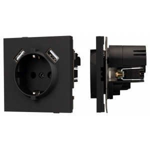 Розетка с заземлением и 2хUSB type A, без рамки Arlight SCT-TENDO 054603 Розетка с заземлением и 2хUSB type A, без рамки Arlight SCT-TENDO 054603