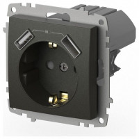 Розетка с заземлением и со шторкой и 2хUSB type A, без рамки Elbi Eleсtriс Zena Vega 609-011100-317