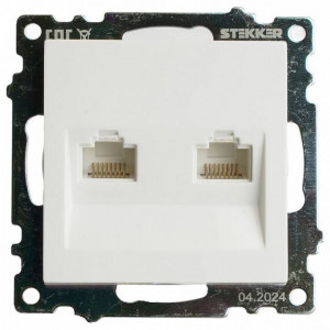 Розетка двойная Ethernet RJ-45 без рамки Stekker Катрин 50003