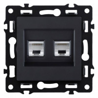 Розетка двойная Ethernet RJ-45 и со шторками, без рамки Kollinger Asthetik AS-018BK