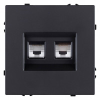 Розетка двойная Ethernet RJ-45 и со шторками, без рамки Kollinger Eclipse EC-018BK