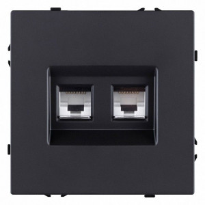 Розетка двойная Ethernet RJ-45 и со шторками, без рамки Kollinger Eclipse EC-018BK Розетка двойная Ethernet RJ-45 и со шторками, без рамки Kollinger Eclipse EC-018BK