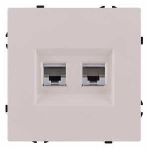 Розетка двойная Ethernet RJ-45 и со шторками, без рамки Kollinger Eclipse EC-018CM Розетка двойная Ethernet RJ-45 и со шторками, без рамки Kollinger Eclipse EC-018CM