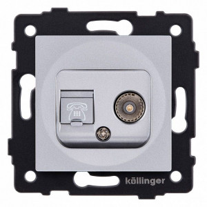 Розетка двойная RJ-11 и Ethernet RJ-45, без рамки Kollinger REA-013GY Розетка двойная RJ-11 и Ethernet RJ-45, без рамки Kollinger REA-013GY