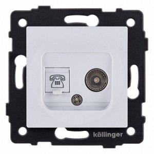 Розетка двойная RJ-11 и Ethernet RJ-45, без рамки Kollinger REA-013WH Розетка двойная RJ-11 и Ethernet RJ-45, без рамки Kollinger REA-013WH