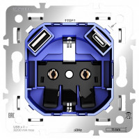 Механизм розетки с заземлением и со шторками и 2хUSB type A и C Voltum S70 VLS0405M