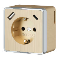 Розетка с заземлением, шторками и USB тип A+C Gallant шампань рифленый W5071710