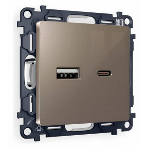 Розетка 2хUSB type A и C без рамки Ambrella Volt Quant MA641010
