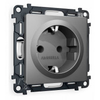 Розетка с заземлением и со шторкой, без рамки Ambrella Volt Quant MA657010