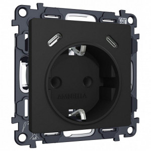 Розетка с заземлением и 2хUSB type C, без рамки Ambrella Volt ALFA MA810510 Розетка с заземлением и 2хUSB type C, без рамки Ambrella Volt ALFA MA810510