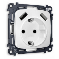 Розетка с заземлением и 2хUSB type A, без рамки Ambrella Volt Quant MO129010