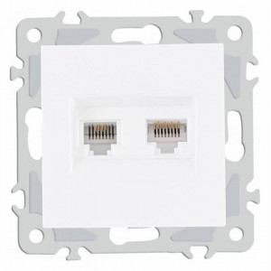 Розетка двойная RJ-11 и Ethernet RJ-45, без рамки Arte Milano am-206 206.44-1.white Розетка двойная RJ-11 и Ethernet RJ-45, без рамки Arte Milano am-206 206.44-1.white