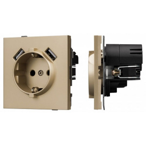 Розетка с заземлением и 2хUSB type A, без рамки Arlight SCT-TENDO 054604 Розетка с заземлением и 2хUSB type A, без рамки Arlight SCT-TENDO 054604