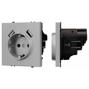 Розетка с заземлением и 2хUSB type A, без рамки Arlight SCT-NOBE 059443