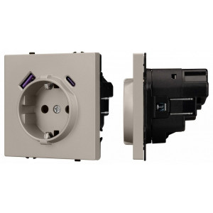 Розетка с заземлением и 2хUSB type A и C, без рамки Arlight SCT-NOBE 059444 Розетка с заземлением и 2хUSB type A и C, без рамки Arlight SCT-NOBE 059444