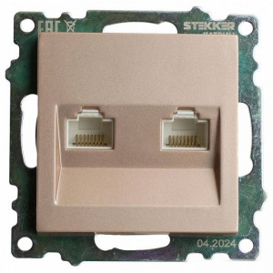 Розетка двойная Ethernet RJ-45 без рамки Stekker Катрин 50004 Розетка двойная Ethernet RJ-45 без рамки Stekker Катрин 50004