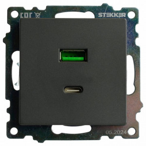Розетка 2хUSB type A и C без рамки Stekker Катрин 50052