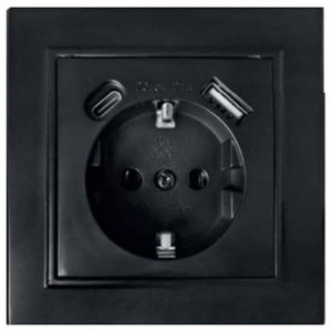 Розетка с заземлением и 2хUSB type A и C, без рамки Stekker Эрна 50078